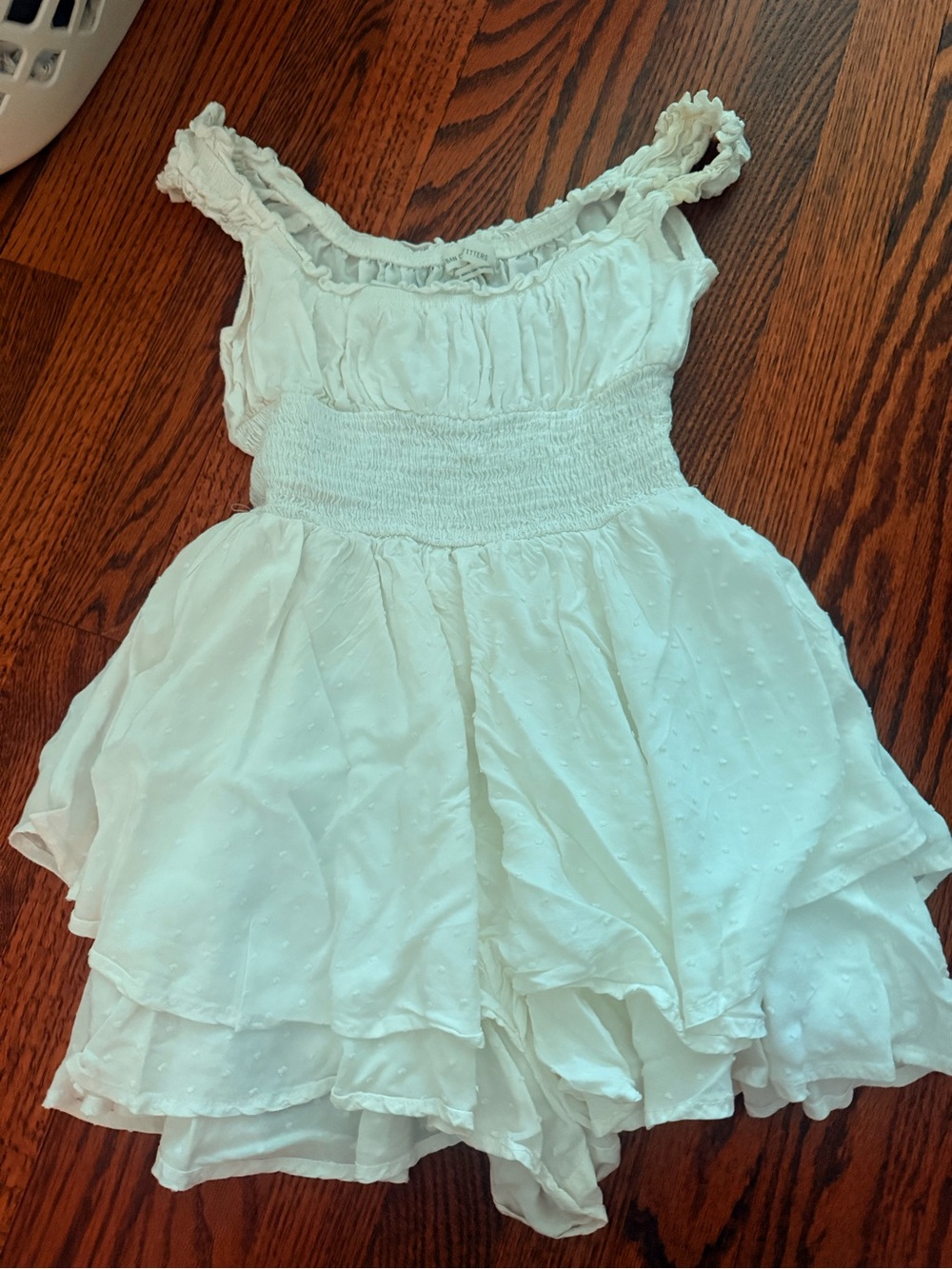 Urban Outfitters White Ruffled Off-Shoulder Romper